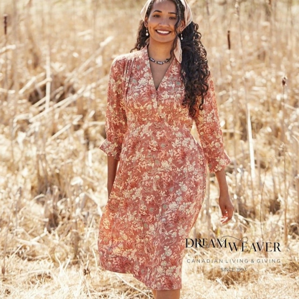April Cornell Floral Print Wrap Front Chiffon Midi Dress - XL - Picture 13 of 13